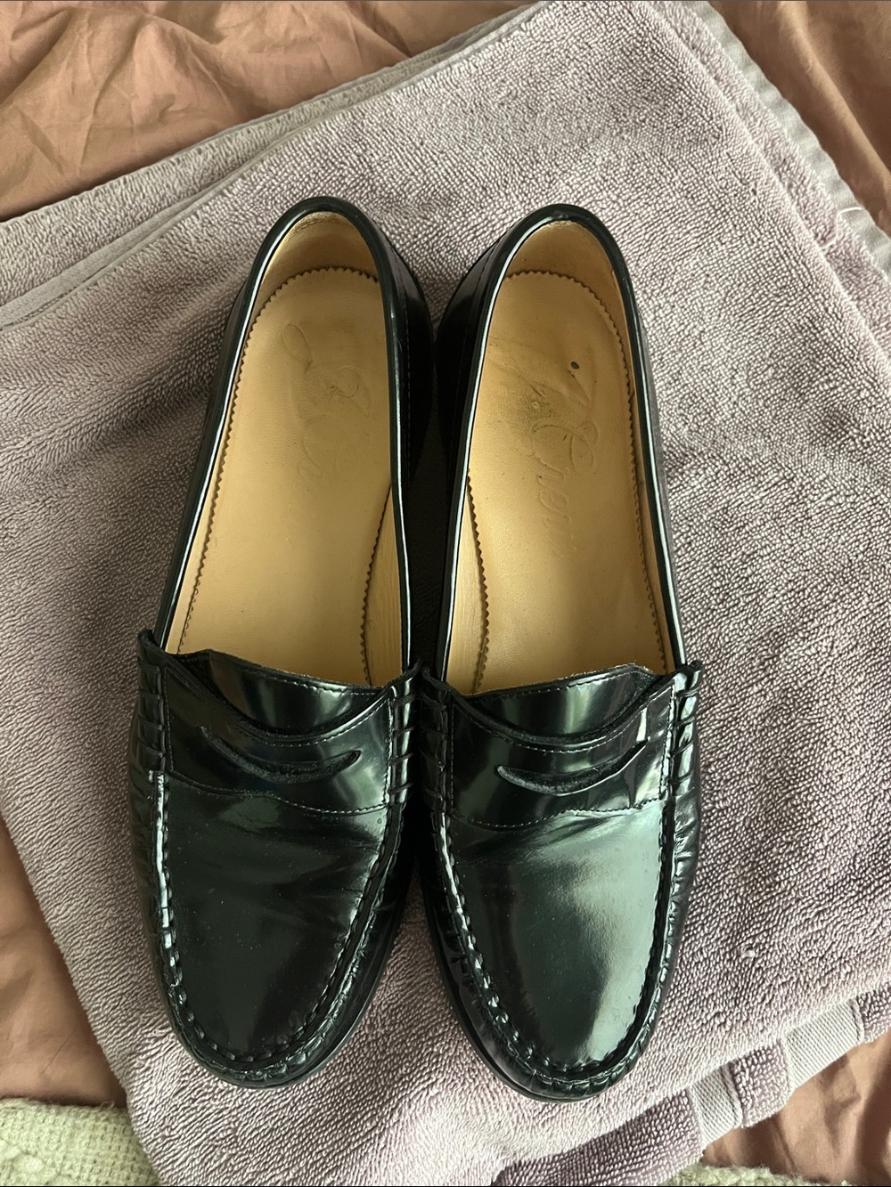 J. Crew Black Patent Leather Penny Loafers